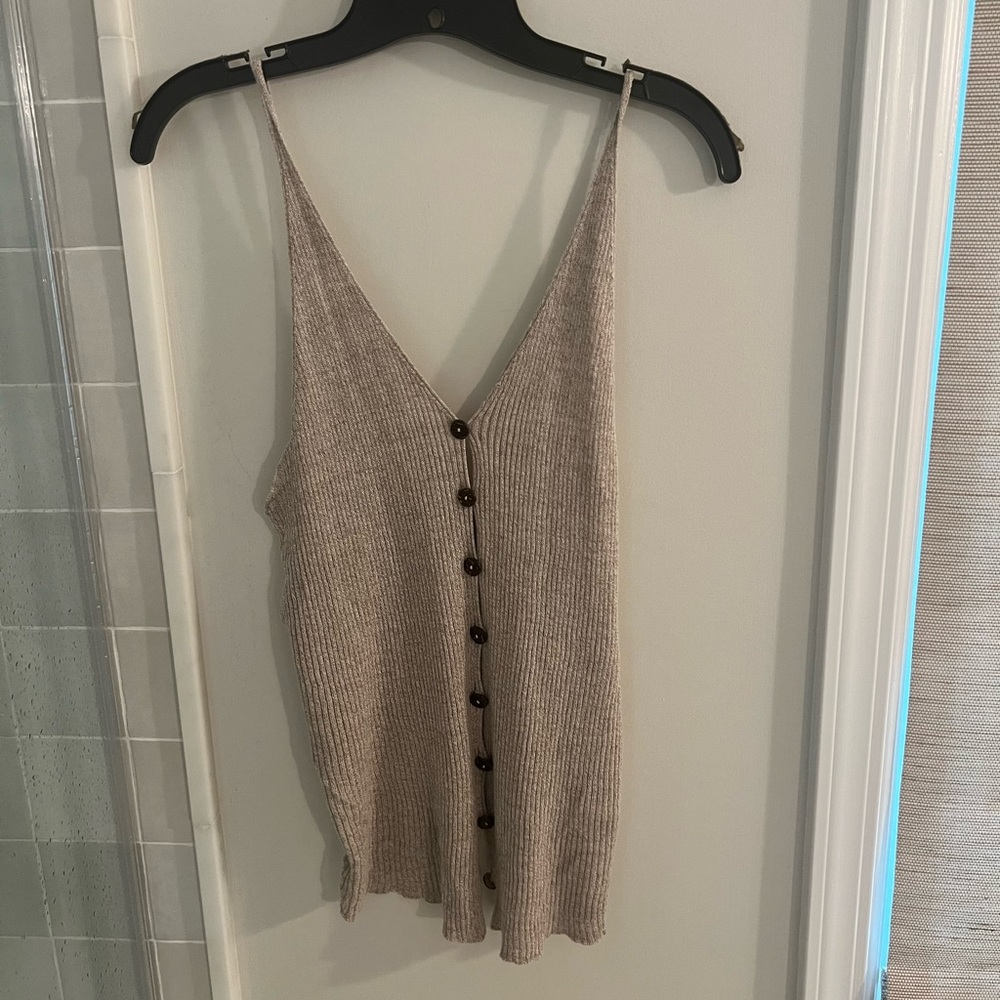 Baserange Beige Button-Down Knit Top